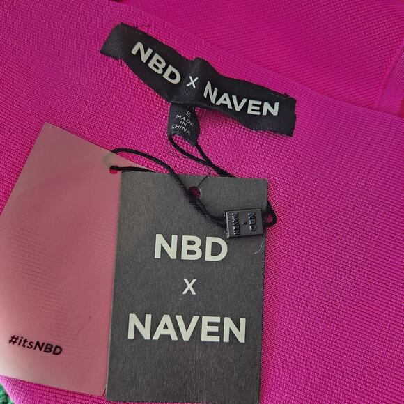 NBD x Naven Pippa Magenta Bandage Bodysuit with Cut-Out Waist & Back Small - Picture 9 of 11